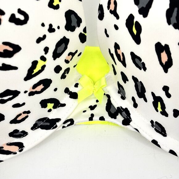 Torrid Curves 360 Back Smoothing Push-Up Plunge Bra 42C Leopard Print Yellow NEW - Picture 4 of 11